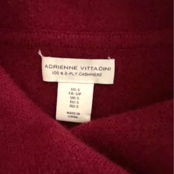 Cashmere Sweater Wrap Adrienne Vittadini Burgundy 2-Ply 100% Cashmere E - Picture 5 of 5
